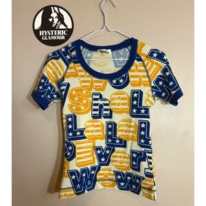 Vintage Hysteric Glamour Graphic T-Shirt - Blue and Yellow